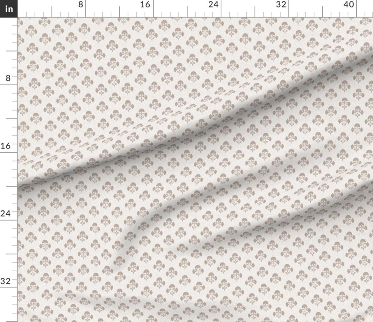 Neutral Floral Block Print Cream Brown Botanical Cottagecore Country Farmhouse Custom Printed Fabric by Spoonflower Various Fabrics by the Yard or Fat Quarter